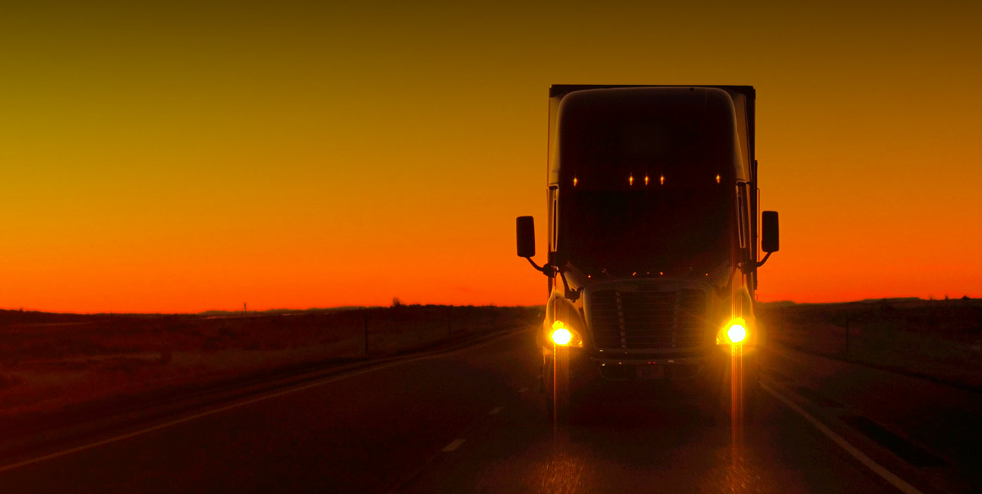 truck running in the evening
