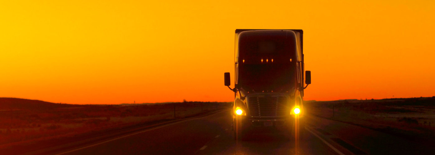 truck at sunset