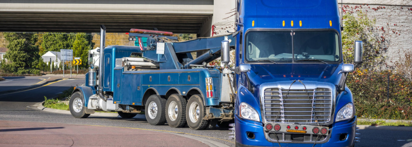 blue truck running